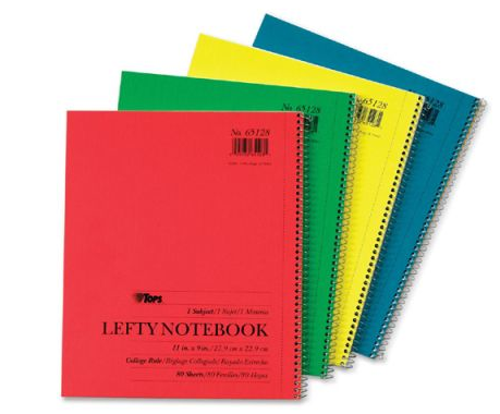 left handed spiral notebooks